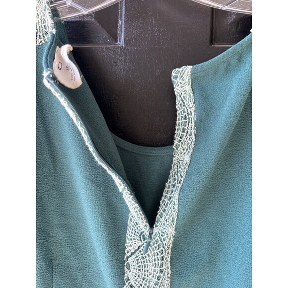 Green Pins and Needles Anthropologie Fit Flare Lace Trim Dress Cottagecore 10 - Picture 7 of 13